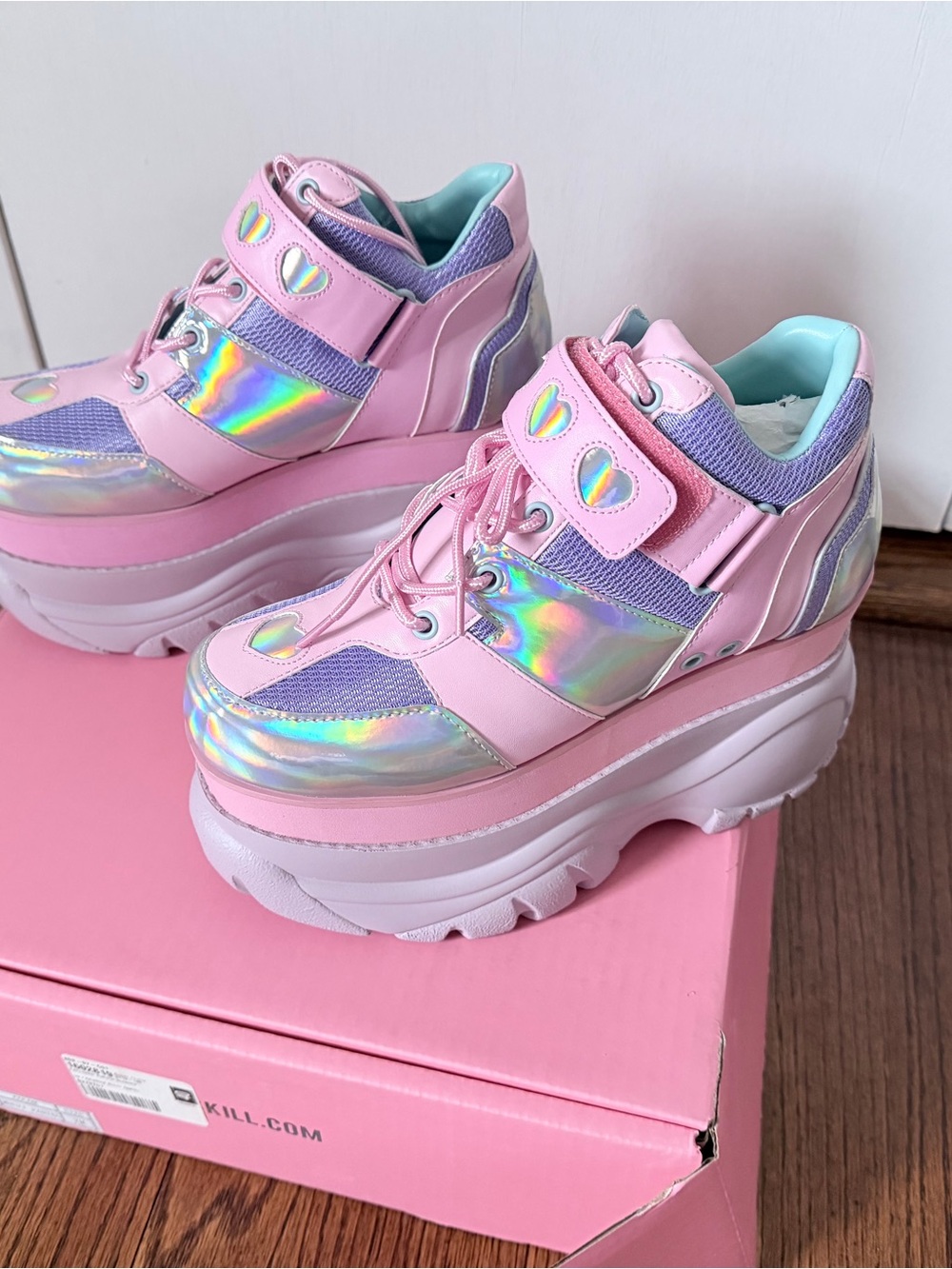 Sugar Thrillz Fairywalker platform sneakers 7 rainbow multi pastel dollskill